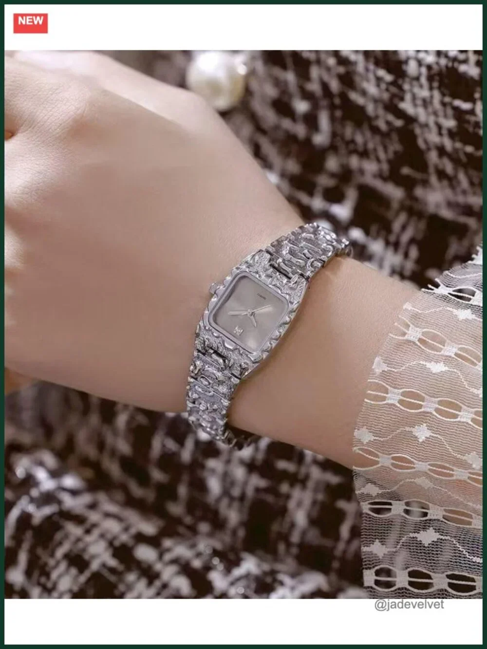 Vintage Women's Gold Bracelet Watch Square Quartz Dress Wristwatch Textured Band